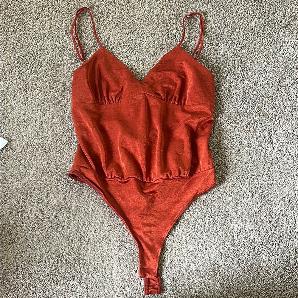 orange Spaghetti Strap Bodysuit